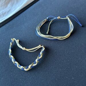 Gold & Blue Braided Friendship Bracelet Set - Women Jewelry Bracelets